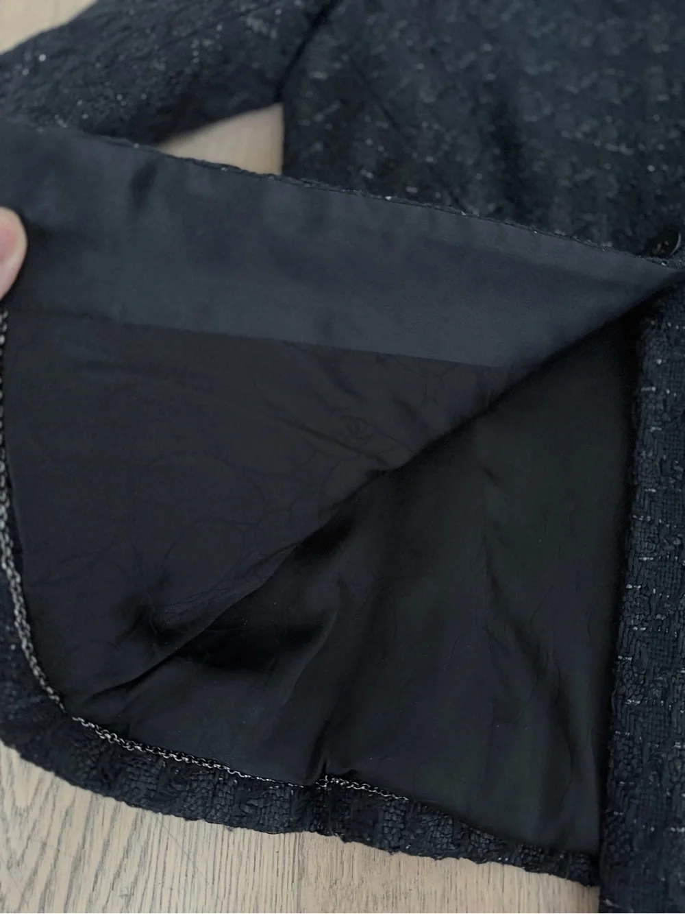 CHANEL Black Tweed Single-Button Suit Jacket